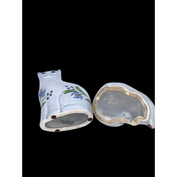 Vintage NS Gustin Co Ceramic White Cats Flowers and Bows Standing And Laying - Picture 5 of 8